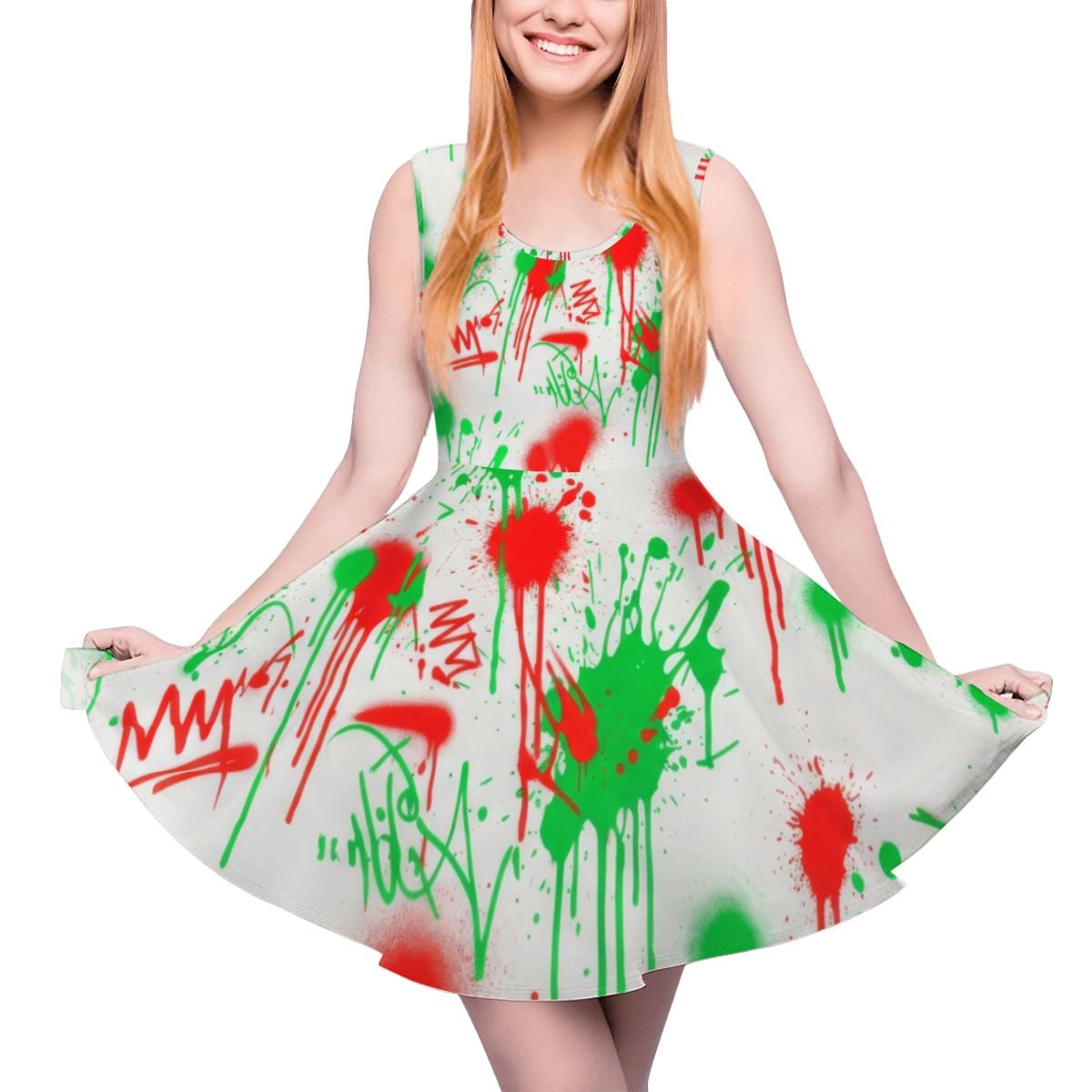 Heartbeat & Splatter Wide Skater Dress