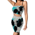Black Splatter Heartbeat Crop Tank & Skirt Set