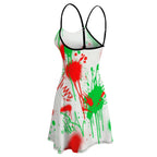 Red & Black Splatter A-Line Slip Dress