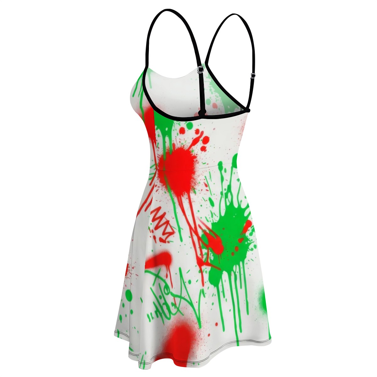 Red & Black Splatter A-Line Slip Dress