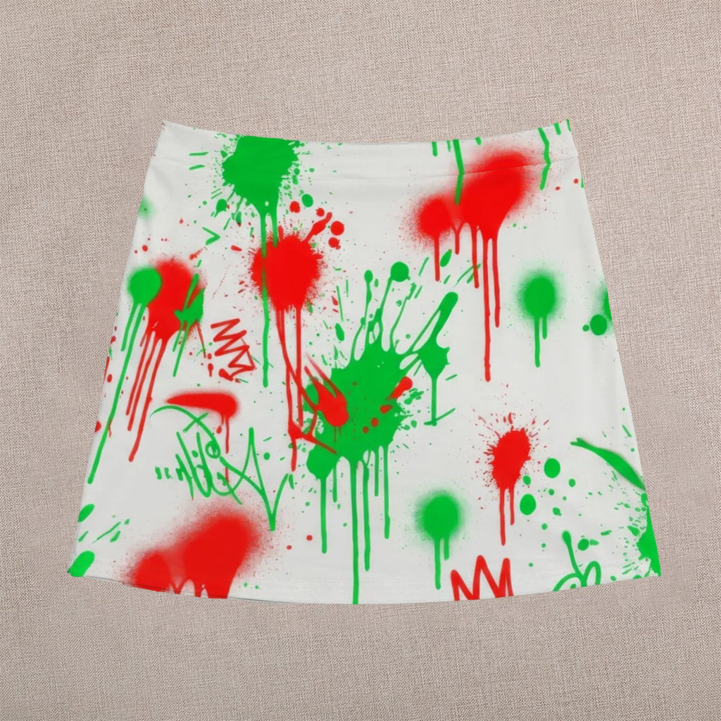 Red & Black Splatter Mini Skirt
