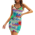 Heartbeat Splatter V-Collar Bodycon Dress