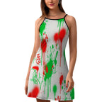 Black & Red Paint Splatter Slip Dress