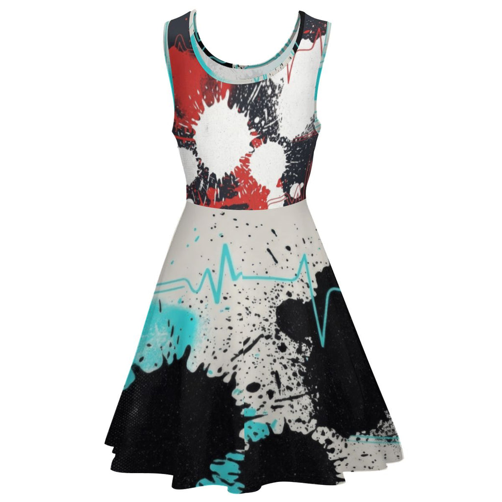Heartbeat & Splatter Wide Skater Dress