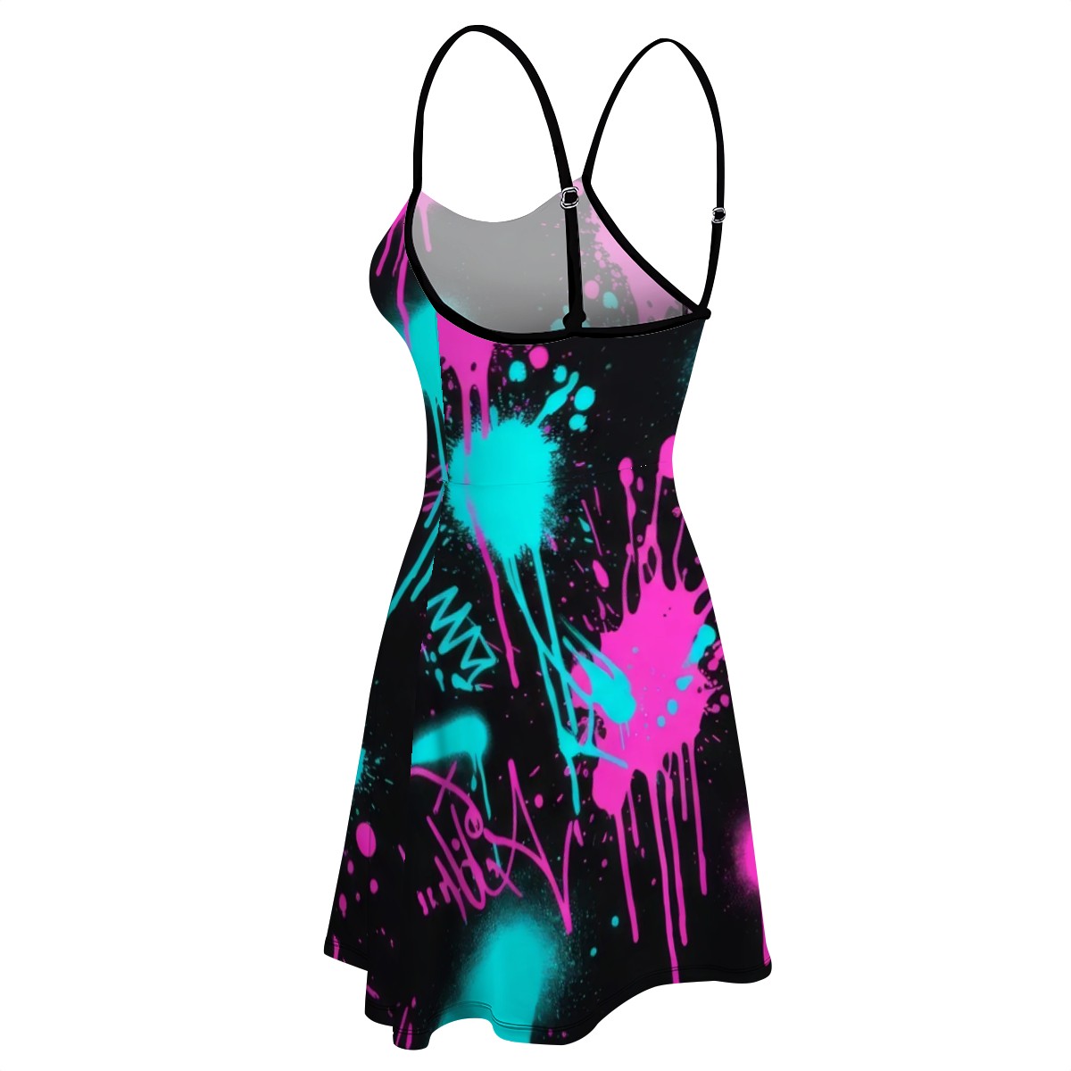 Red & Black Splatter A-Line Slip Dress