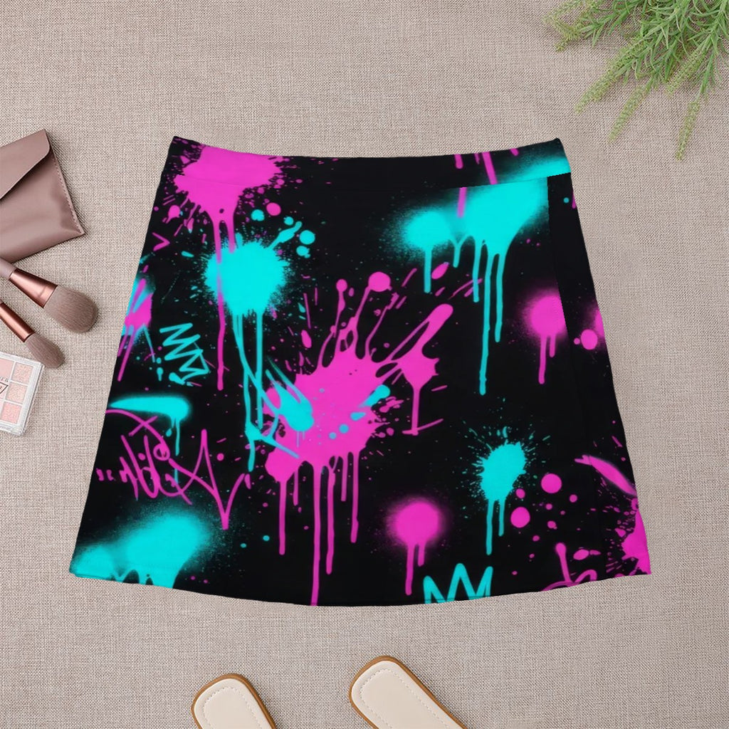 Red & Black Splatter Mini Skirt