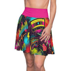Neon Retro Cassette Skater Skirt