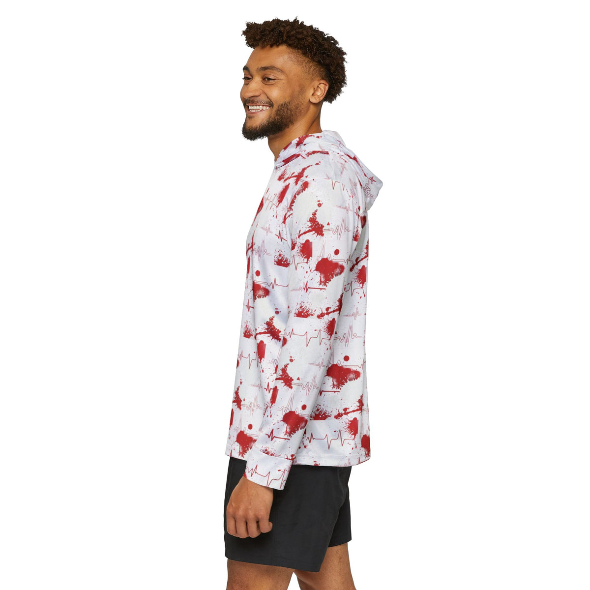 Sports Warmup Hoodie — Pulse Splatter Heartbeat
