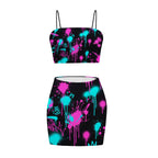 Black Splatter Heartbeat Crop Tank & Skirt Set