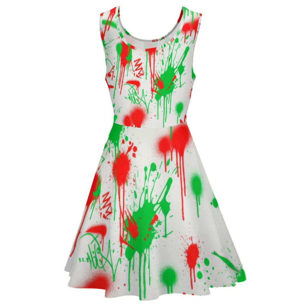 Heartbeat & Splatter Wide Skater Dress