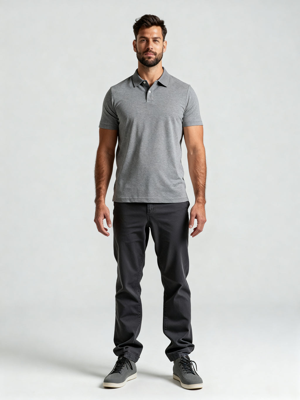 Shadow Stripe Polo — on-model