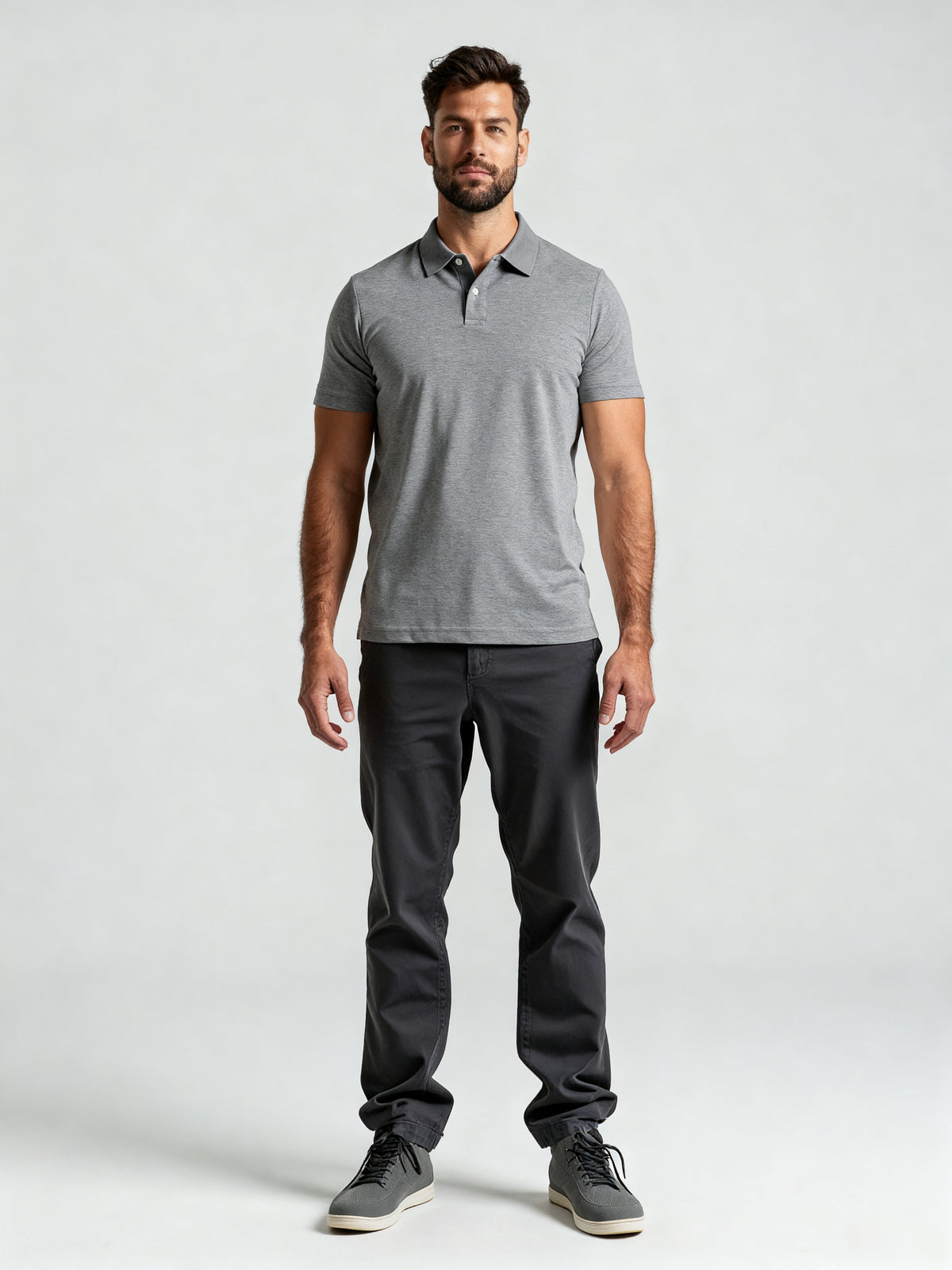 Shadow Stripe Polo — on-model