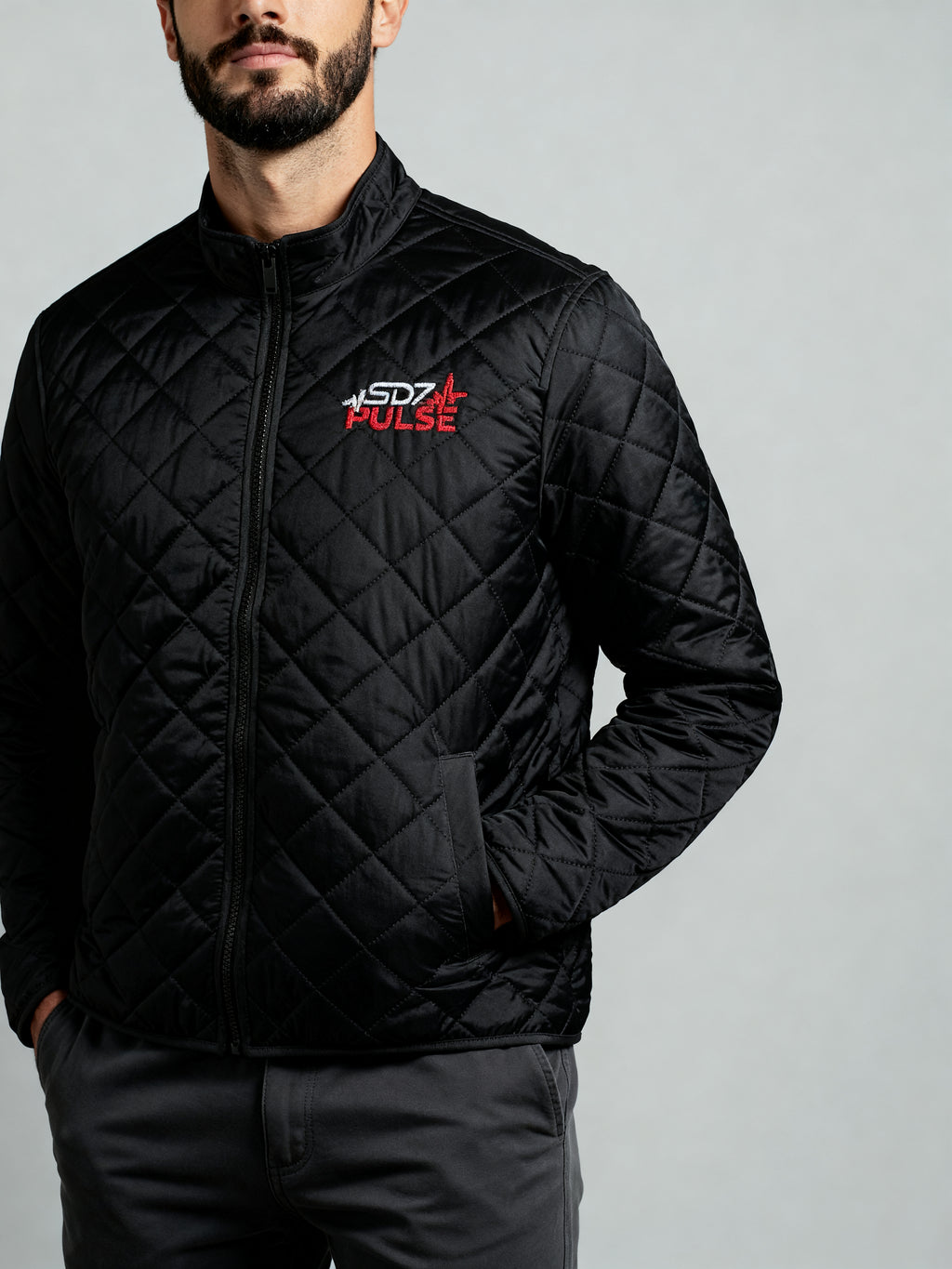 Quilted Men’s Full‑zip Jacket — on-model
