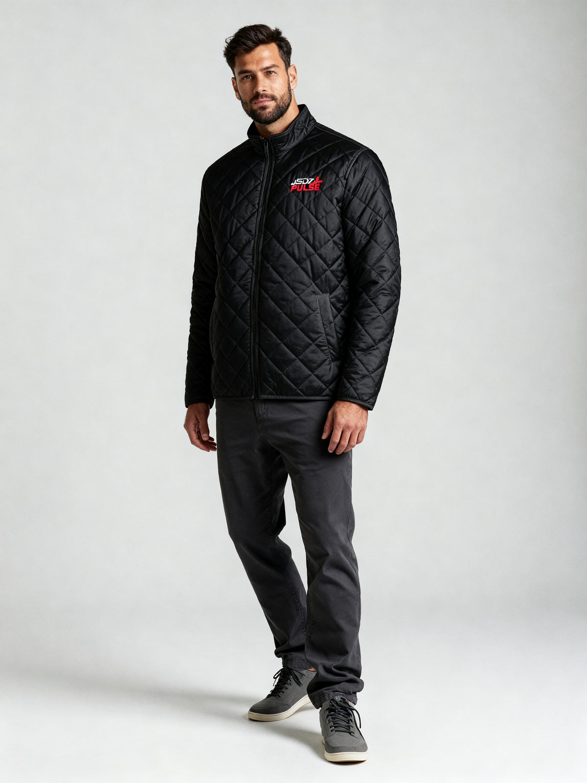 Quilted Full-Zip Jacket — on-model
