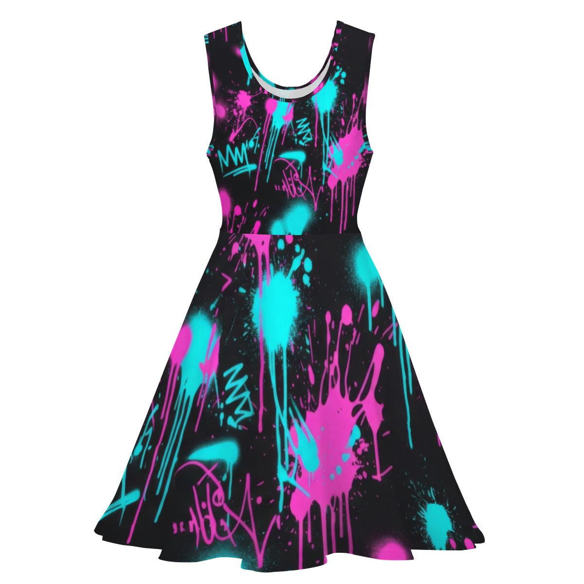 Heartbeat & Splatter Wide Skater Dress