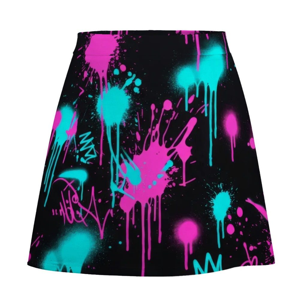Red & Black Splatter Mini Skirt