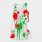 Red Splash Print Sleeveless Dress with Pockets