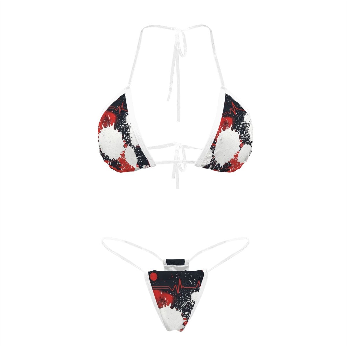 Red & Black Splatter Bikini with Clear Straps