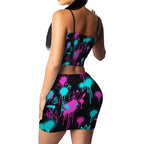 Black Splatter Heartbeat Crop Tank & Skirt Set