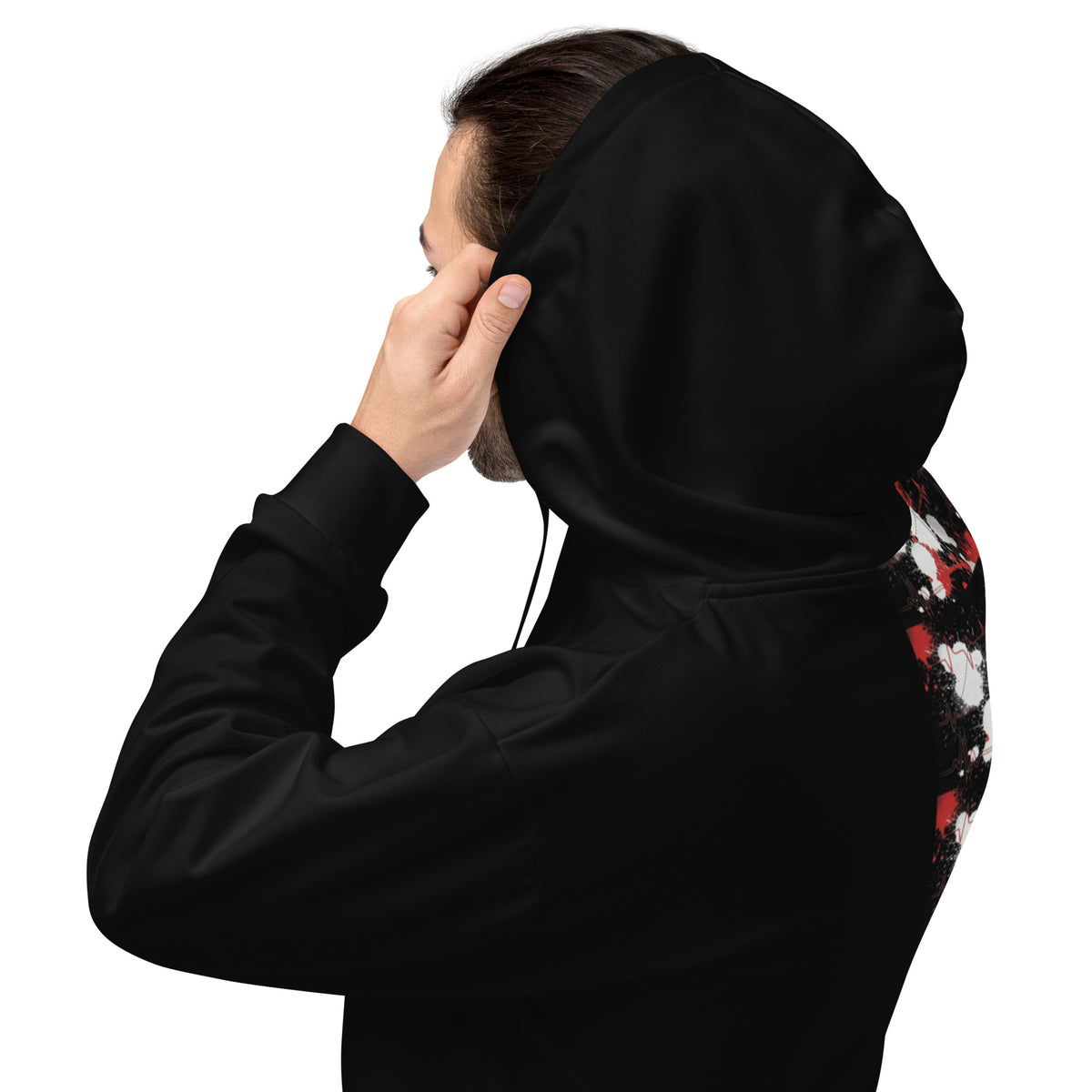 Recycled AOP Hoodie — SDZ Pulse Splatter Heartbeat