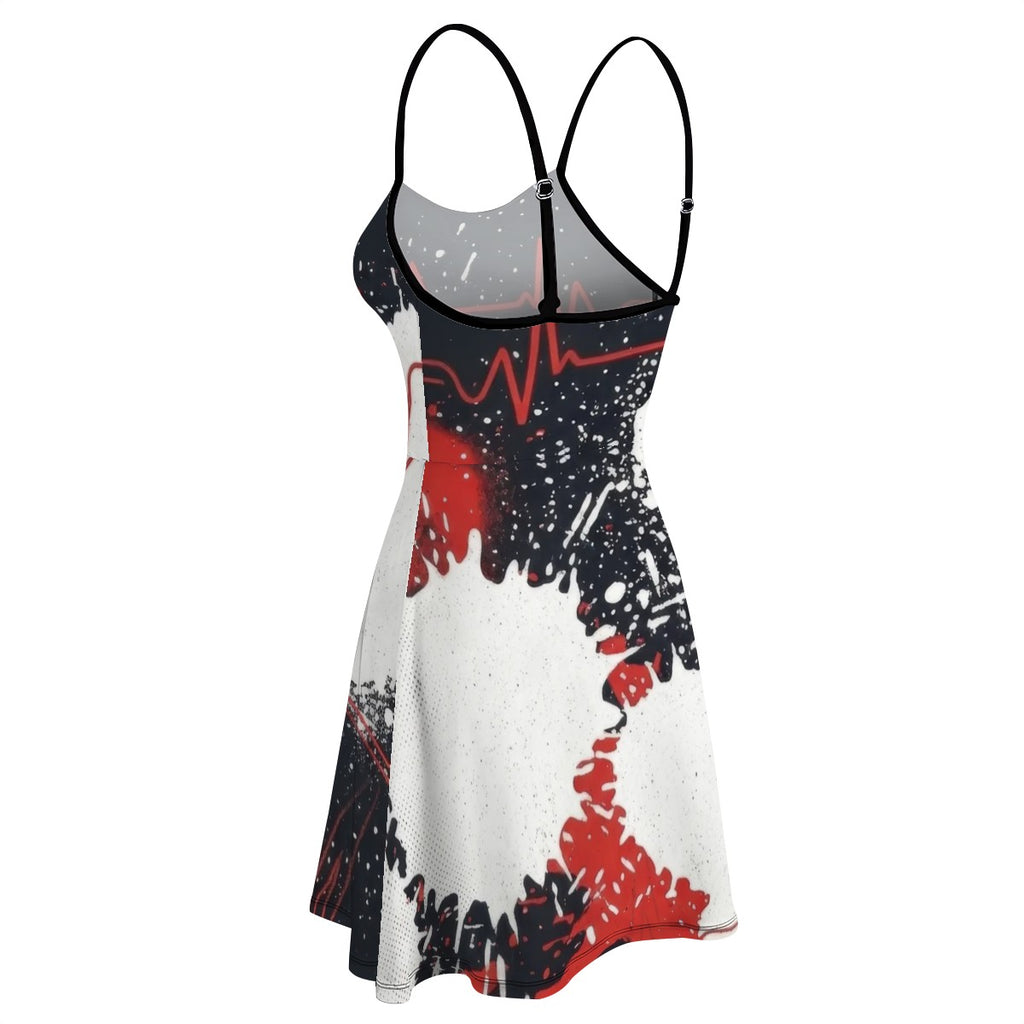 Red & Black Splatter A-Line Slip Dress