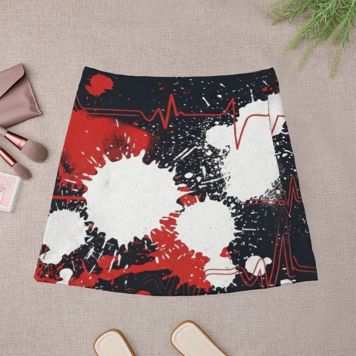 Red & Black Splatter Mini Skirt