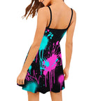 Red & Black Splatter A-Line Slip Dress
