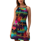 Black & Red Paint Splatter Slip Dress