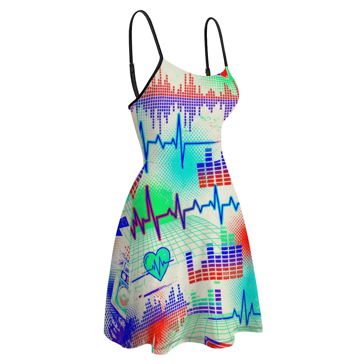 Red & Black Splatter A-Line Slip Dress