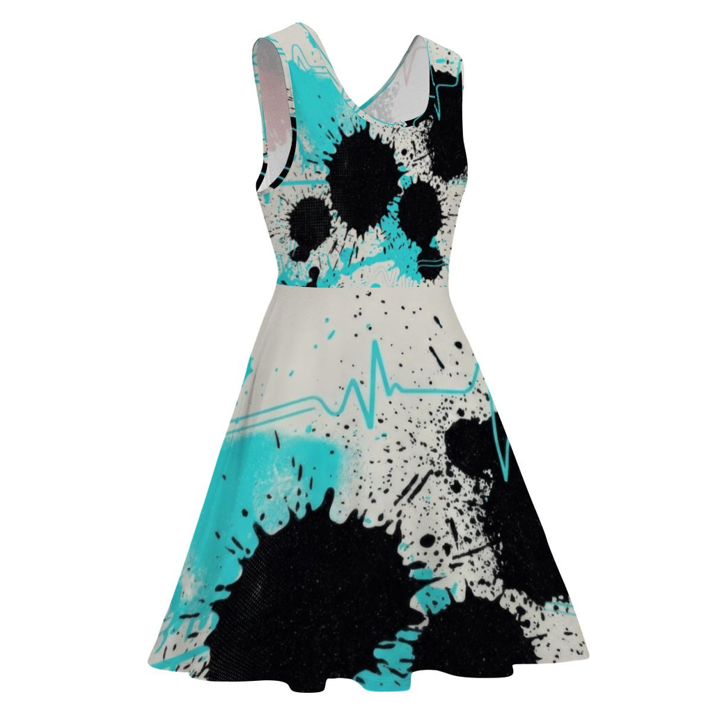Heartbeat & Splatter Wide Skater Dress