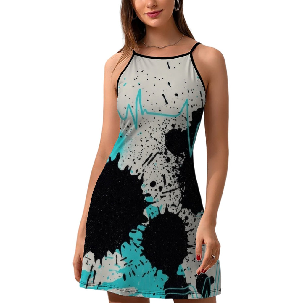 Black & Red Paint Splatter Slip Dress