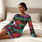 Splatter Print Bell Sleeve Mesh Dress