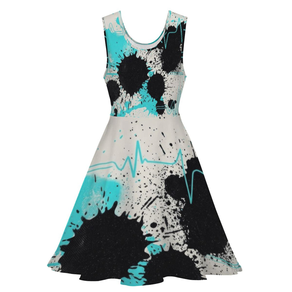Heartbeat & Splatter Wide Skater Dress