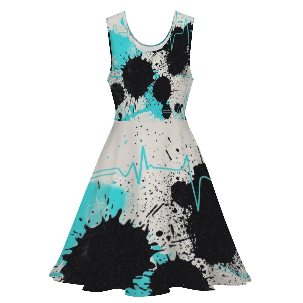 Heartbeat & Splatter Wide Skater Dress