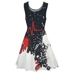 Heartbeat & Splatter Wide Skater Dress