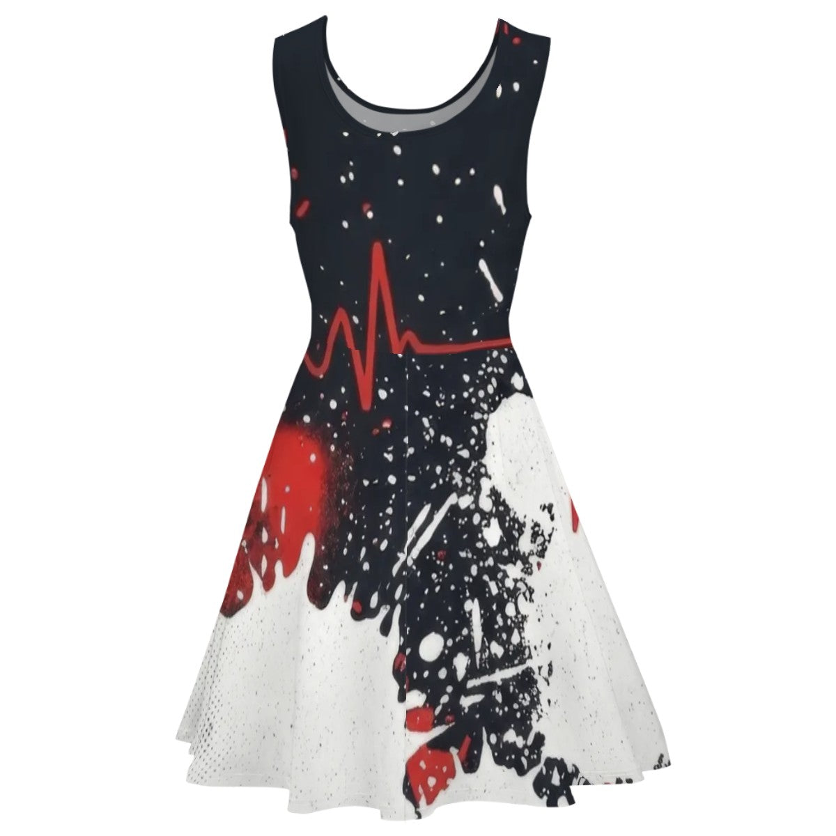 Heartbeat & Splatter Wide Skater Dress