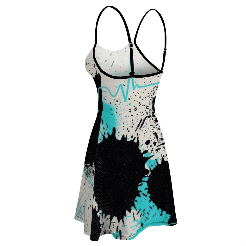 Red & Black Splatter A-Line Slip Dress