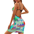 Heartbeat Grid Bodycon Slip Dress