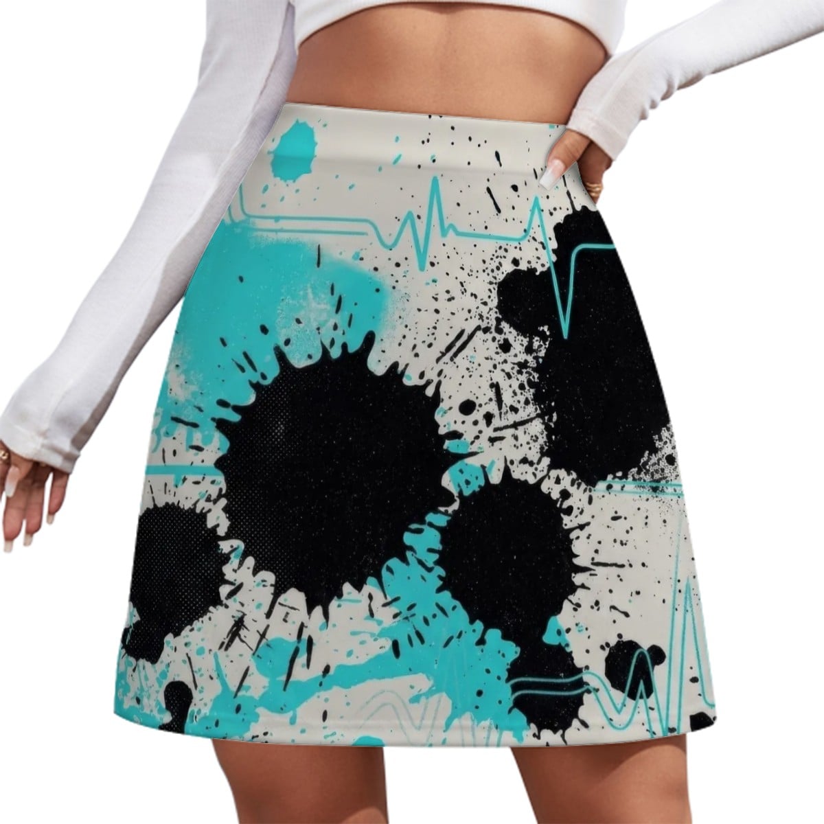 Red & Black Splatter Mini Skirt
