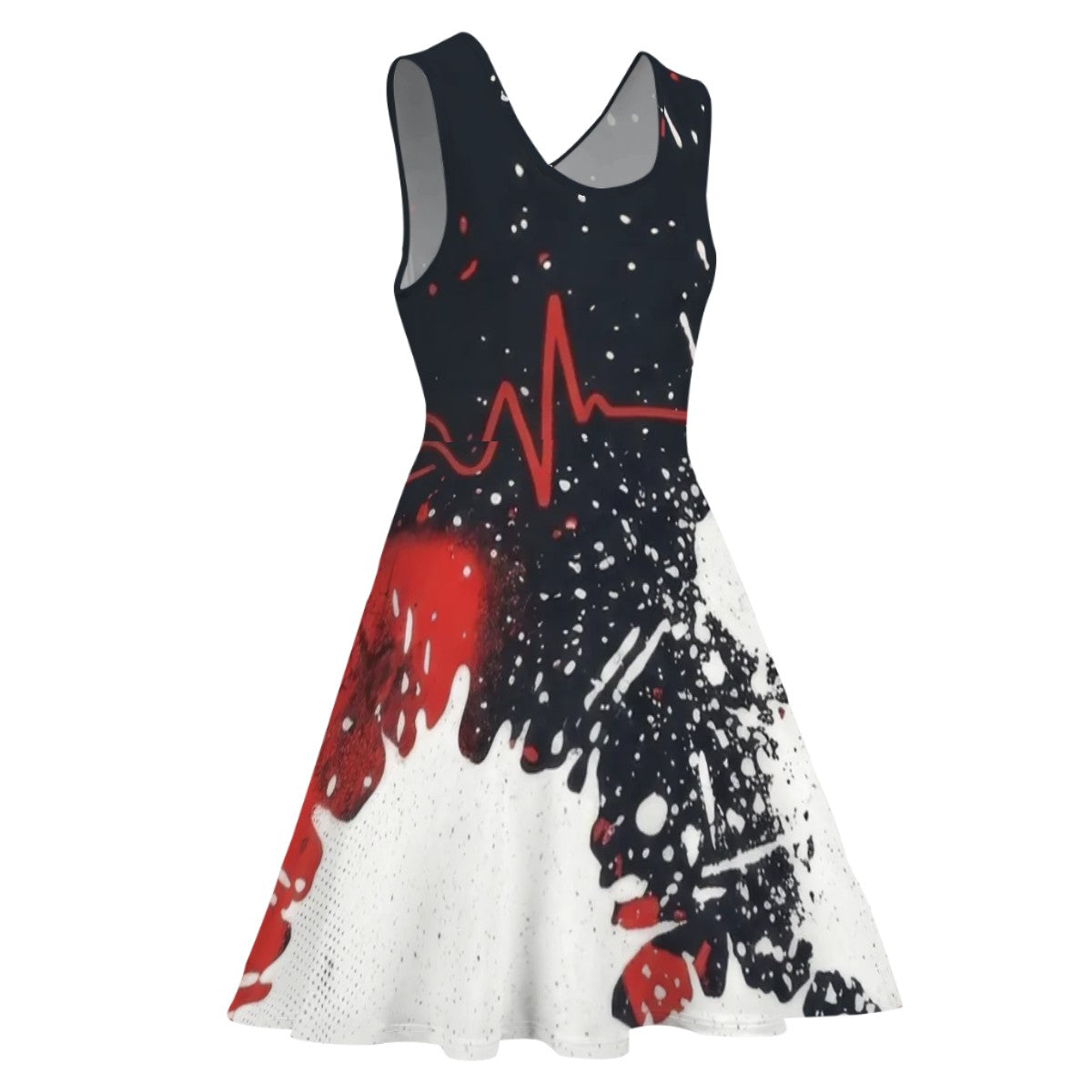 Heartbeat & Splatter Wide Skater Dress
