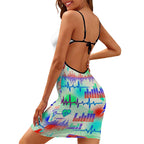 Heartbeat Print Flat Collar Bodycon Dress