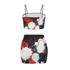 Black Splatter Heartbeat Crop Tank & Skirt Set