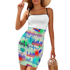 Heartbeat Print Flat Collar Bodycon Dress