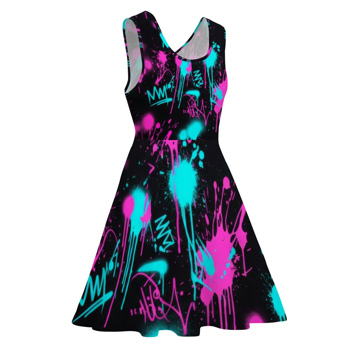 Heartbeat & Splatter Wide Skater Dress