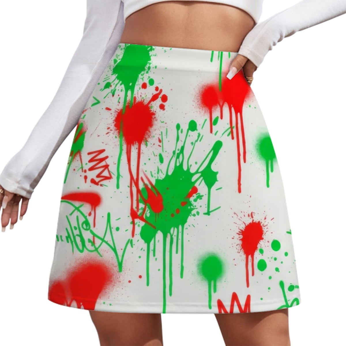 Red & Black Splatter Mini Skirt