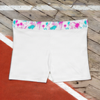 Women's Athletic Shorts — Pink & Teal Paint Splash Waistband