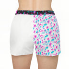 Women's Casual Shorts — Pink & Teal Floral Split-Panel Running Shorts with 'Pulse' Logo - product photo 3