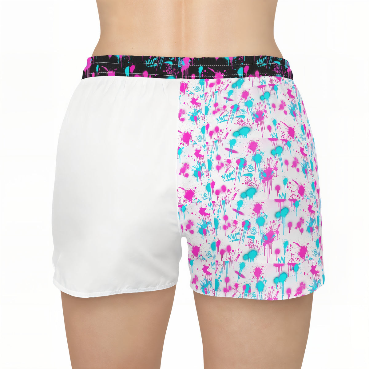 Women's Casual Shorts — Pink & Teal Floral Split-Panel Running Shorts with 'Pulse' Logo - product photo 3